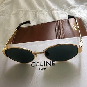 Celine Triomphe Metal Sunglasses Gold/Green